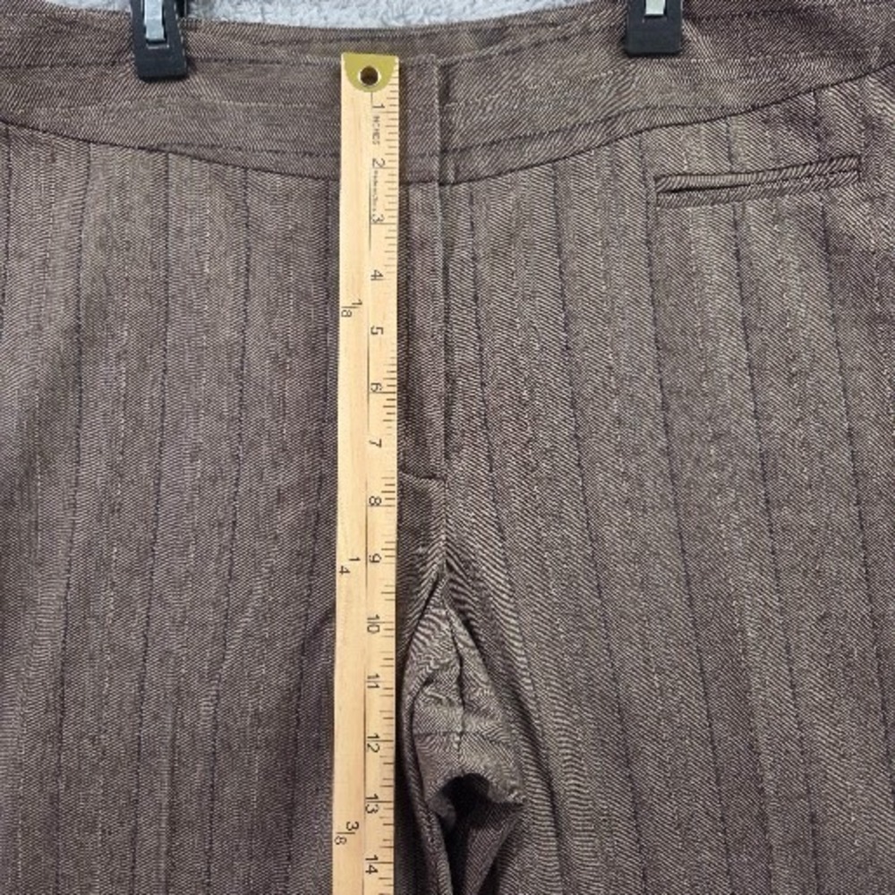 Chico's Women's 14 Brown Pinstripe Dress Pants Size 2.5 Straight Wide Leg Cuffed - Picture 7 of 13
